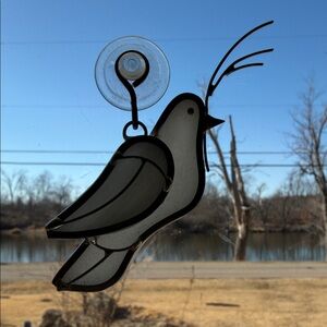 Stained Glass White Dove Window Decor